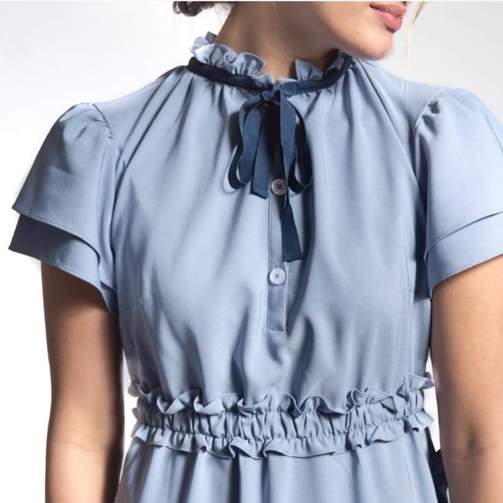 Gorgeous, modest blue dress by Bollie Brand.